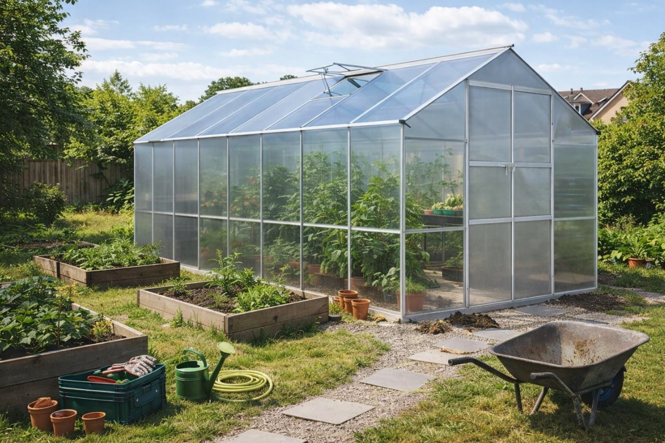 duża szklarnia z poliwęglanu